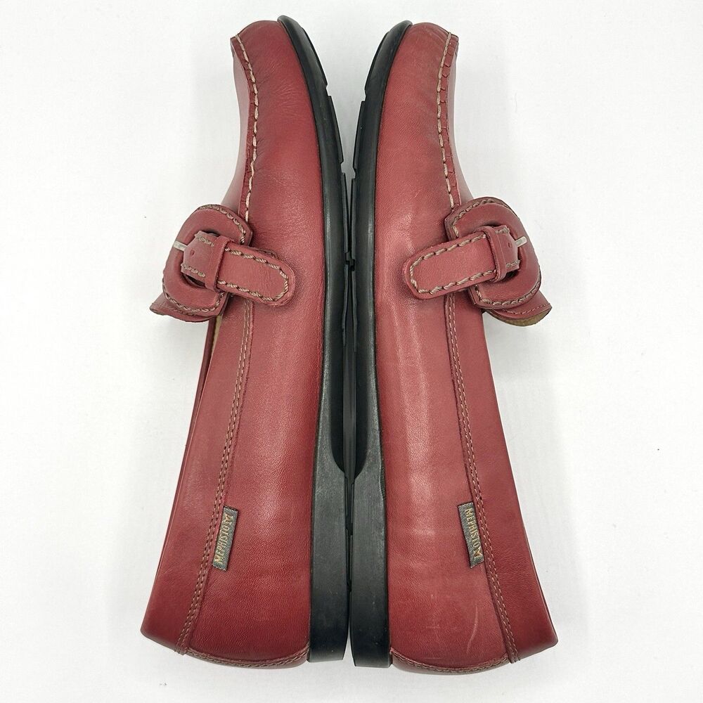 Mephisto Leather Loafers Womens Size US 8 EU 5.5 Red Comfort Shoes Buckle - Picture 5 of 12